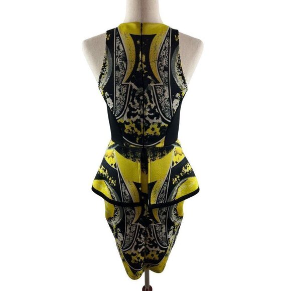 River Island Abstract Printed Peplum Scuba Neoprene Bodycon Dress US 4 UK 8 - Picture 7 of 12